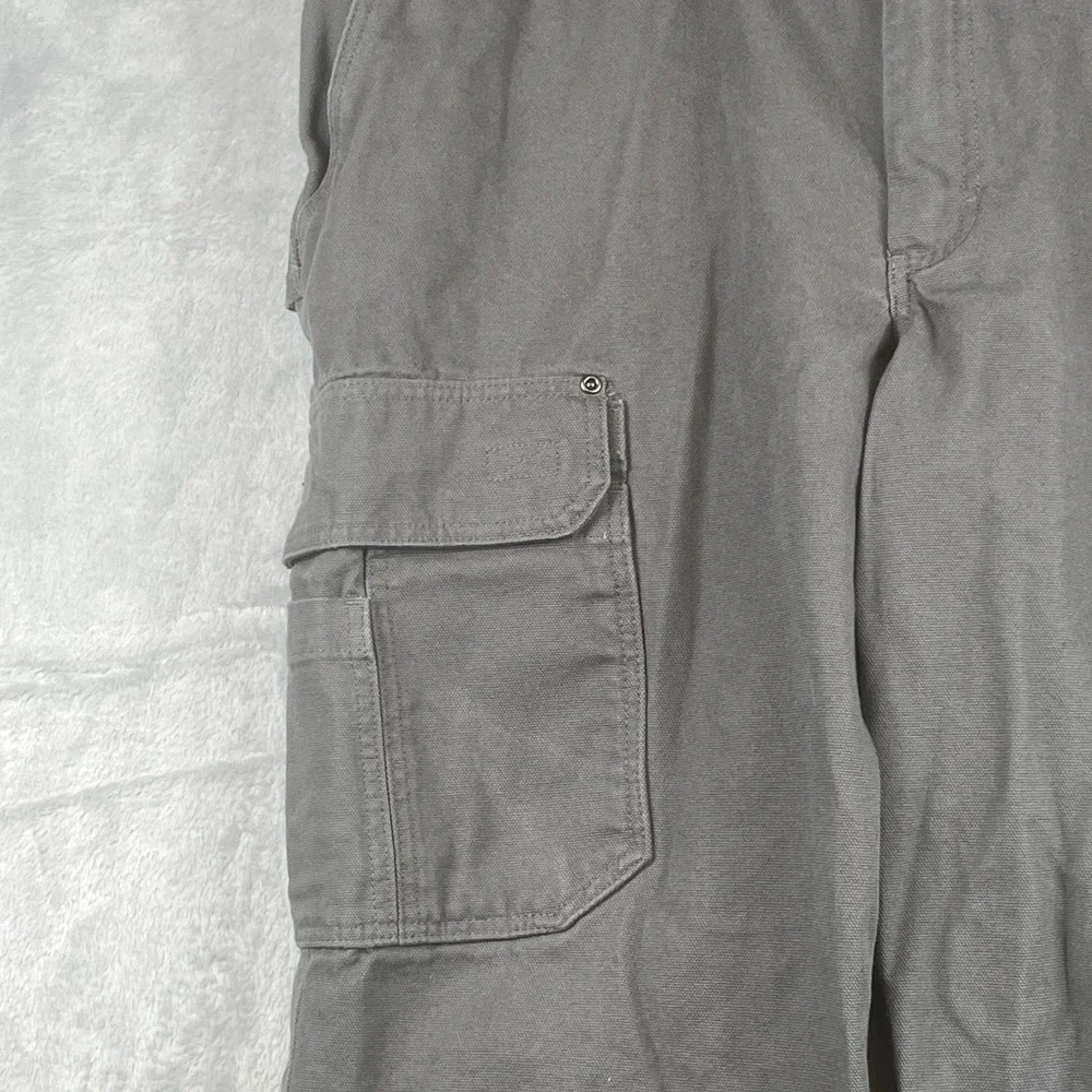 Duluth Trading Heavy Canvas Cargo Pants Mens 46x30 Gray Relaxed Fit Work -- 2